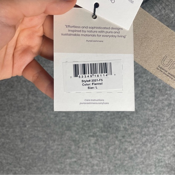 NWT Pura Cashmere | 100% Cashmere Crew Flannel Large - Picture 3 of 11